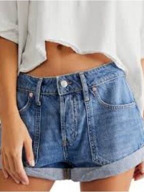 We The Free Medium Blue High-Rise Denim Shorts